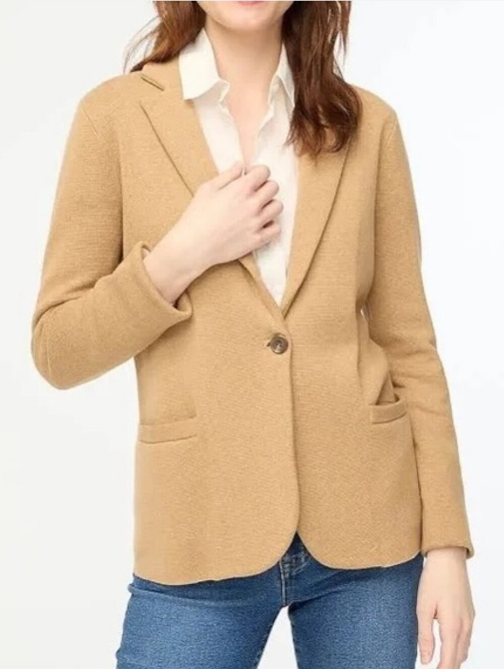 J. Crew Factory Schoolboy Sweater Blazer Size S Small  Heather Acorn 100% Cotton